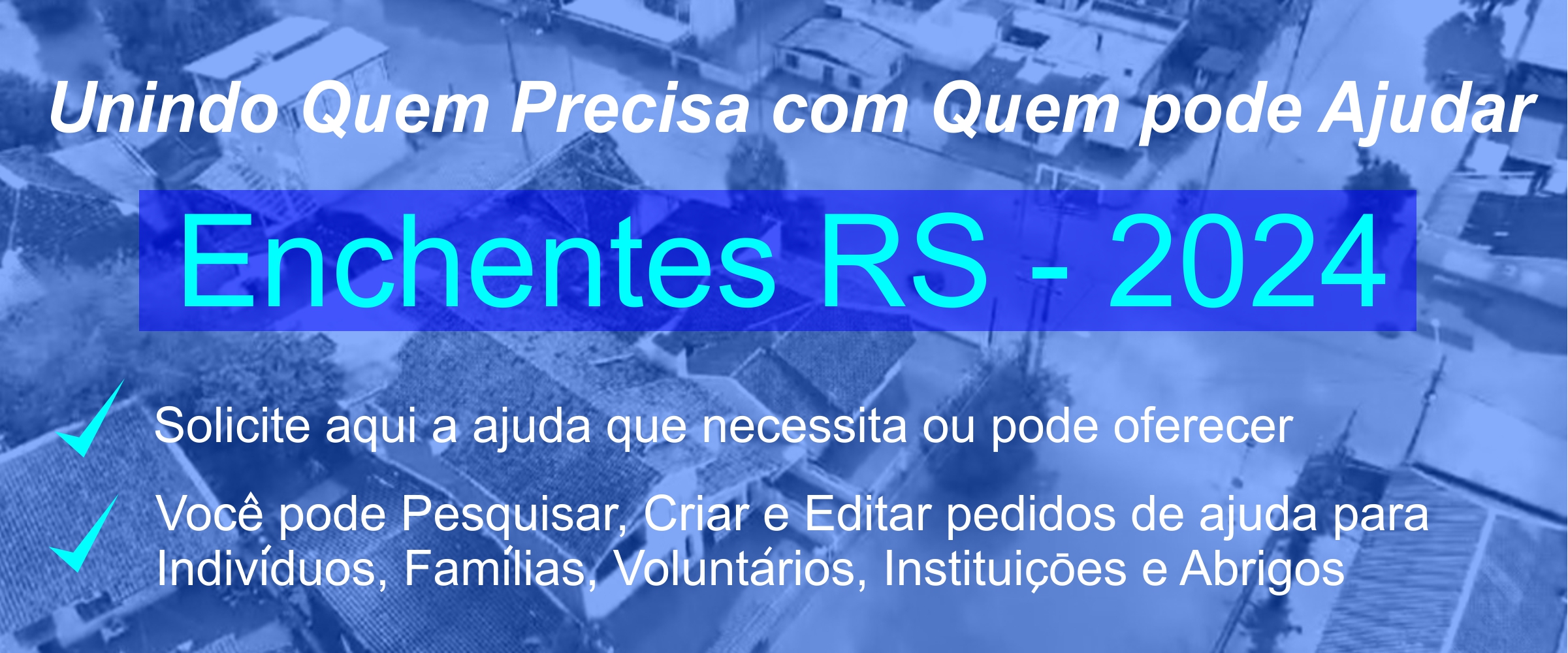 imagem aerea de casas inundadas pela enchente no Rio Grande do Sul